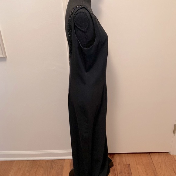 Carole Little Classic Black Maxi Embellished Dress With Stunning Plunging Back - Picture 2 of 11